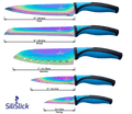 Kitchen Knife Set Kit | Blue Handle, Black Magnetic Rack & Sharpener