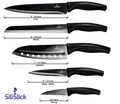 Kitchen Knife Set Kit | Black Magnetic Rack & Sharpener